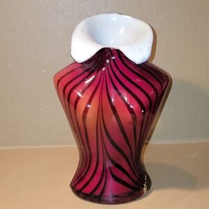 Elegant Woman Torso Glass Vase with Black and Pink Swirls